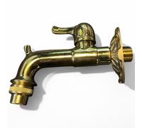 Rubinetto artistico in ottone leva oro lucido con attacco M 1/2 pollici e rompigetto per bagno o cucina design elegante