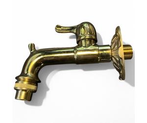 Rubinetto artistico in ottone leva oro lucido con attacco M 1/2 pollici e rompigetto per bagno o cucina design elegante