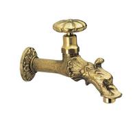 Rubinetto Artistico Pomolo Esterno in Ottone Fontana Antico Giardino Drago