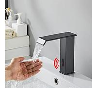 Rubinetto automatico a infrarossi nero - Rubinetto da bagno con sensore touchless, rubinetto a cascata per acqua fredda per igiene e convenienza - Design moderno per bagno