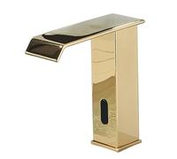 Rubinetto automatico in ottone con sensore per bagno, rubinetto miscelatore a cascata dorato per lavello con tecnologia a infrarossi design touchless per un facile utilizzo a basso consumo d'acqua
