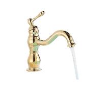 Rubinetto bagno Antique Brass Basin Vessel Sink Faucet Deck Mounted One Hole Cold Hot Water Mixer Tap Bathroom 1(Golden Short)