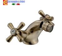 Rubinetto Bagno Bidet Croce Ottone Bronzo SOFIA VINTAGE Miscelatore A Manopole