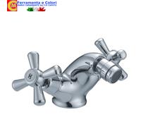 Rubinetto Bagno Bidet Croce Ottone Cromato SOFIA VINTAGE Miscelatore A Manopole
