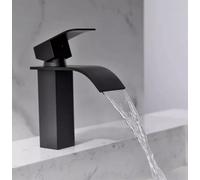 Rubinetto miscelatore lavabo bagno a cascata con piletta acciaio nero Art.79564
