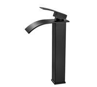 Rubinetto Bagno Cascata Nero, Coleniny Miscelatore Lavabo Bagno, Rubinetto Bagno Lavabo Alto con altezza bocca 235mm, Miscelatore Monocomando per Bagno Può Regolazione a Caldo e Freddo G3/8