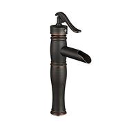 Rubinetto Bagno Cascata, Nero Monocomando Ottone Rubinetto Bagno Lavabo Regolazione A Caldo E Freddo, Per Miscelatore Lavabo E Rubinetti Per Bidet, Valvola In Ceramica, Stile Antico