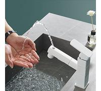 Rubinetto Bagno con Doccetta Estraibile Miscelatore Lavabo Bagno Monoforo Rubinetti Bagno Estraibile,Bianco