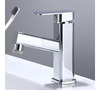 Rubinetto Bagno con Doccetta Estraibile Miscelatore Monocomando Lavabo Miscelatori con Doccetta a 2 Modalità Rubinetti Bagno Estraibile Cromo-A