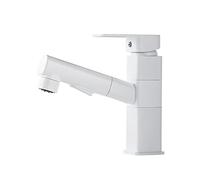 Rubinetto Bagno con Doccetta Estraibile Rubinetto Lavabo Bagno Monoforo Rubinetto Miscelatore,Bianco