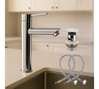 Rubinetto Bagno Cromato Canna Alta Miscelatore Monocomando con PILETTA