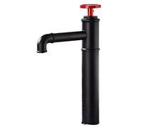 Rubinetto Bagno Elegante Rubinetto Industriale Fengshui Interamente In Rame Nero Lavabo Retrò Rosso Caldo E Freddo Sopra Il Rubinetto Del Lavabo Da Appoggio Stile Alto Nero E Rosso