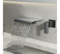 Rubinetto Bagno Lavabo A Muro Rubinetto Lavabo Cascata Miscelatore Monocomando Per Bagno Rubinetto Lavello Bagno Acqua Calda E Fredda Ultrasottile Tutto In Rame,grigio Pistola