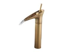 Rubinetto Bagno Lavabo Antique Brass Basin Faucet Waterfall Bathroom Single Handle Mixer Tap Deck Mounted One Hole Bronze Black(Color-2)