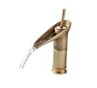 Rubinetto Bagno Lavabo Antique Brass Basin Faucet Waterfall Bathroom Single Handle Mixer Tap Deck Mounted One Hole Bronze Black(Color-1)