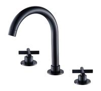 Rubinetto Bagno Lavabo Black Basin Faucets Brass Polished Chrome Deck Mounted Bathroom Sink 3 Hole Double Handle Hot And Cold Water Tap(COLOR-1)