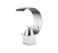 Rubinetto Bagno Lavabo Cascata, Miscelatore Lavabo, Moderno Nero Monocomando Ottone Rubinetto Bagno, Per Acqua Calda E Fredda Disponibile, Valvola In Ceramica & Aeratore Abs, Adatto Per Lavabo E Bagno