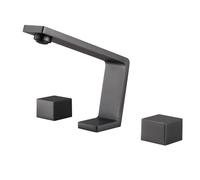 Rubinetto Bagno Lavabo con 2 Pomelli Set Rubinetti Bagno 3 Fori Miscelatore Lavabo in Ottone,grigio Canna di Fucile