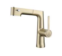 Rubinetto Bagno Lavabo con Doccetta Tipo Lift Rotazione 360° Miscelatore Estraibile Lavabo Monocomando,oro Spazzolato
