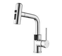 Rubinetto Bagno Lavabo Doccetta Estraibile Cromato LED Temperatura | Miscelatore Lavabo Bagno Mynaiad Monocomando con 4 Getti, Girevole 360°,Finitura Cromata Anti-impronte