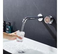 Rubinetto Bagno Lavabo Incasso Parete con Indicatore di Temperatura a LED | Rubinetto da Lavabo Incasso LakeBayMZC con 2 Modalità, Ottone, Lunghezza Del Beccuccio 21 cm per Lavabo Bagno, Cromata