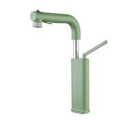 rubinetto bagno lavabo, Miscelatore Lavabo Girevole a 360°, Doccetta Estraibile, 2 Modalità, Regolabile in altezza, Valvola in Ceramica, rubinetti bagno per Bagno, Cucina, Bar, WC (Green)