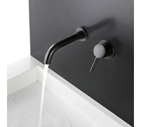 Rubinetto Bagno Lavabo Miscelatore Muro, Acqua Fredda e Calda Rubinetti per Lavello, Nero Opaco