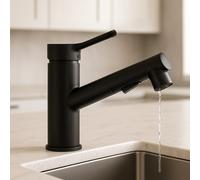 Rubinetto Bagno Lavabo Nero Miscelatore Monocomando con Doccetta Estraibile