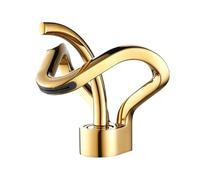Rubinetto Bagno Lavabo Waterfall Creative Bathroom Basin Faucet Sink Deck Mounted Hot Cold Water Mixer Crane Brass Body Single Hole Taps Mixers(Golden short)