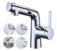 Rubinetto bagno, lavandino, doccetta estraibile, tre modalità, cromato