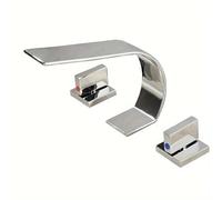 Rubinetto Bagno Miscelatore Lavabo Miscelatore per Lavabo 3 Fori Cascata 2 Maniglie Ottone Rubinetto da Bagno 3 Fori Cromato