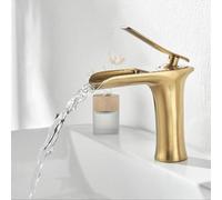 Rubinetto Bagno Miscelatore Lavabo Miscelatore per Lavello Cascata Oro Spazzolato Rubinetto da Bagnos Miscelatore Monoforo per Lavabo da Bagno