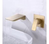 Rubinetto Bagno Miscelatore Lavabo Rubinetti per Lavabo A Cascata Miscelatore per Vasca da Bagno Rubinetto per Vasca Miscelatore Monocomando per Lavabo A Parete 2 Fori Oro Spazzolato