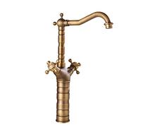 Rubinetto Bagno Miscelatore Lavabo, Rubinetto Retrò A Doppia Leva Acqua Calda E Fredda Rubinetto Per Lavabo Monoforo Girevole In Ottone, Adatto Per Wc E Bagno, Valvola In Ceramica