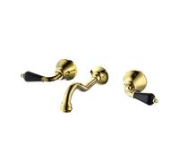 Rubinetto Bagno, Miscelatore Monocomando, Stile Europeo Semplice in Rame,rubinetti Per Lavabo Da Bagno, Girevole 90° Rubinetto Cucina,Rubinetto Doppia Manopole Caldo E Freddo (Black)