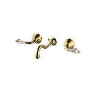 Rubinetto Bagno, Miscelatore Monocomando, Stile Europeo Semplice in Rame,rubinetti Per Lavabo Da Bagno, Girevole 90° Rubinetto Cucina,Rubinetto Doppia Manopole Caldo E Freddo (White)