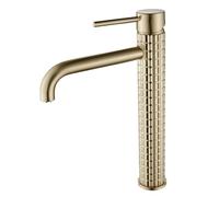Rubinetto bagno oro spazzolato, miscelatore lavabo alto, rubinetto lavabo dorato, rubinetto, lavabo da appoggio in ottone SHUNLI