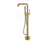 Rubinetto Bagno Vasca Freestanding A Pavimento Miscelatore Vasca da Bagno da Terra Beccuccio Girevole A 360 °,Oro Spazzolato