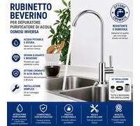 Rubinetto Beverino Depuratore Acqua Ottone Cromato Osmosi Inversa Microfiltrazio