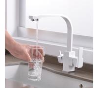 Rubinetto bianco a osmosi inversa a 3 vie, rubinetto per acqua potabile per lavello da cucina Miscelatore acqua calda e fredda a doppia uscita compatibile con sistema di filtraggio dell'acqua