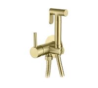 Rubinetto bidet da incasso per WC AQG Taus - Kit miscelatore monocomando acqua fredda e calda - Doccia igienica con doccetta a pulsante di chiusura e flessibile rinforzato 1,20 m - Ottone stampato PVD