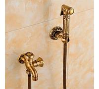 Rubinetto bidet rubinetto antico bagno in ottone doccia lavatrice per lavatrice un singolo acqua fredda con calassa per doccia manuale igienica musulmana shattaf, l'intero set LWX