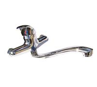 Rubinetto canna bassa miscelatore monocomando per lavello a muro cromato - Mod.