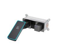 Rubinetto Cascata Bagno Lavabo a Parete, Rubinetto Muro con Display Temperatura LED, Miscelatore Monocomando in Ottone per Bagno, Incorporato Rubinetti Lavello con Bocca Larga (Grigio)