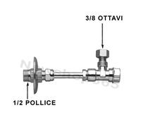 RUBINETTO CASSETTA WC OTTONE CROMARO CON CANNETTA RACCORDO A VITE 1/2"x3/8"ø10