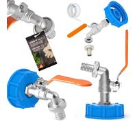 Rubinetto Cisterna 1000 Litri Valvola Scarico Sfera 3/4x1 Connettore Raccordo Tubo Flessibile Giardino 1x3/4 Adattatore Barile dell'Acqua Tappo Serbatoio Contenitore IBC S60x6 2x3/4
