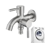 Rubinetto con doppia uscita per giardino, doppio rubinetto da giardino - Rubinetto in acciaio inox per esterni, giardino, rubinetto a doppio beccuccio - Robusto rubinetto da giardino a 2 vie
