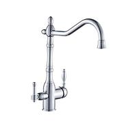 Rubinetto con filtro a 3 vie, miscelatore 3 in 1 con beccuccio girevole, design cromato a doppia leva, per acqua potabile purificata, lavello da cucina ed elegante elemento essenziale per la casa