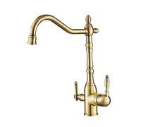 Rubinetto con filtro a 3 vie, rubinetto miscelatore 3 in 1 con beccuccio girevole e doppia leva cromato per lavello da cucina per acqua potabile pura, facile installazione e design elegante
