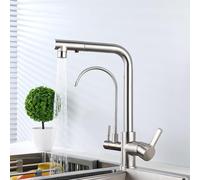 Rubinetto con filtro dell'acqua a 3 vie in acciaio inox spazzolato, rubinetto da cucina a doppia modalità per una facile installazione, perfetto miscelatore per acqua potabile e lavello e design